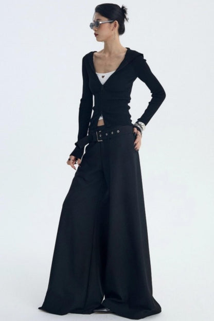 Wool Blend Hooded Cardigan