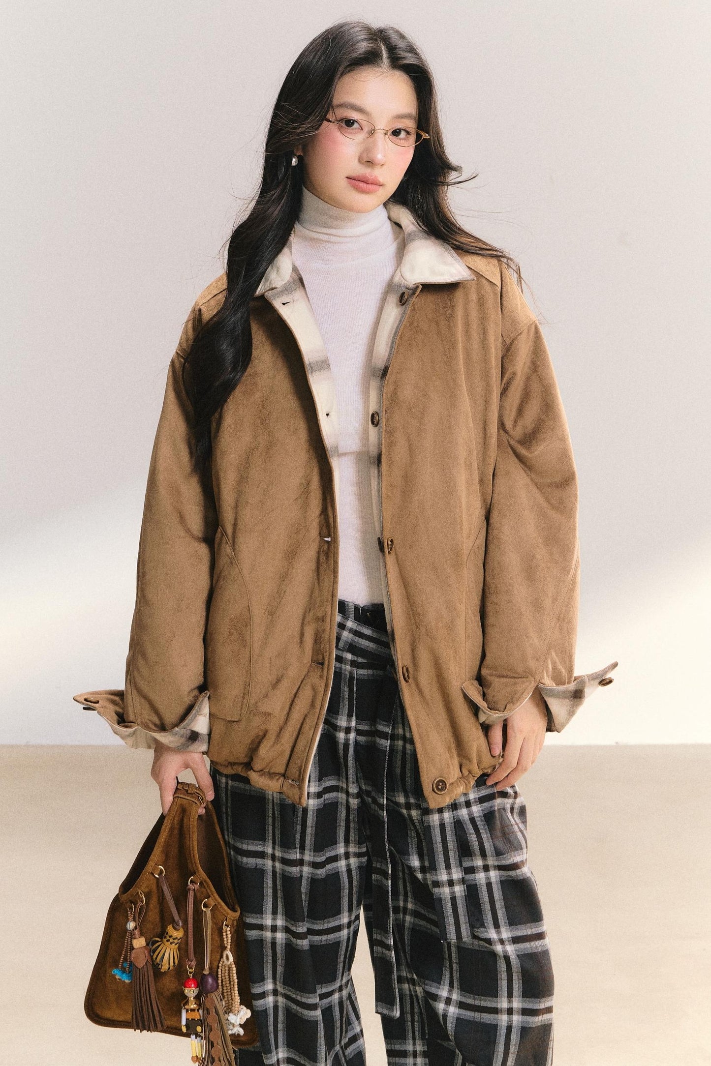 Reversible Suede Plaid Jacket
