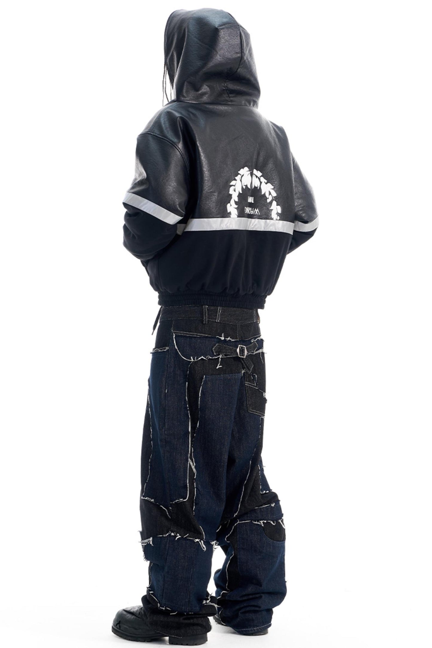 Reflective Silhouette Leather Coat