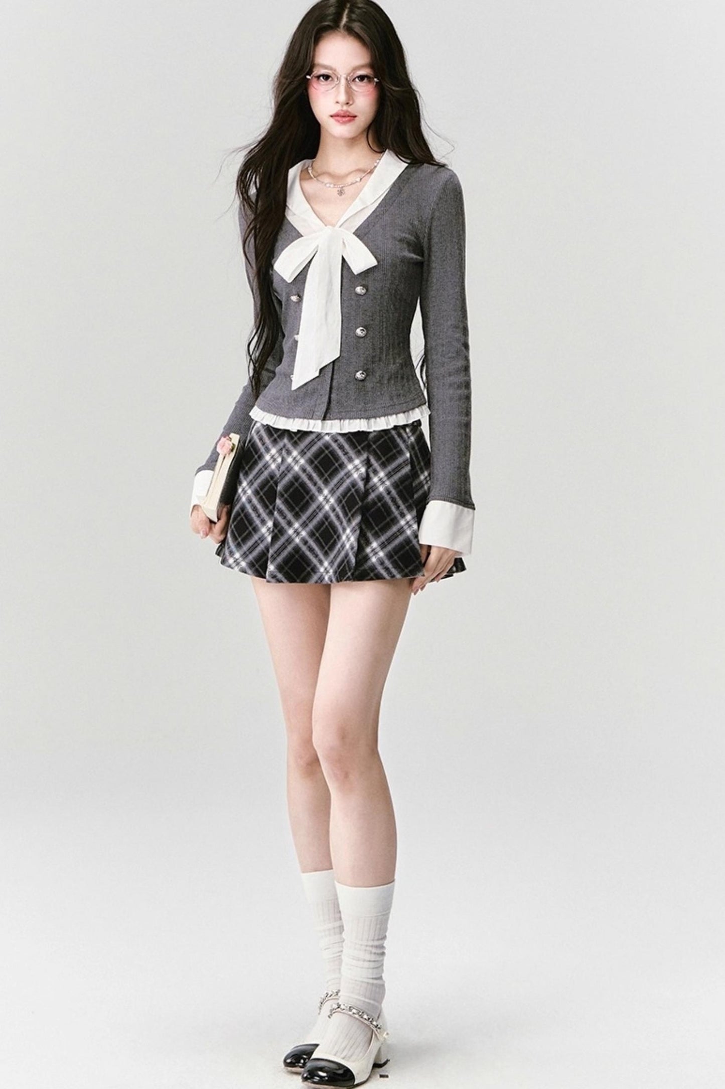 Classic Bow Knitted Top Set-Up