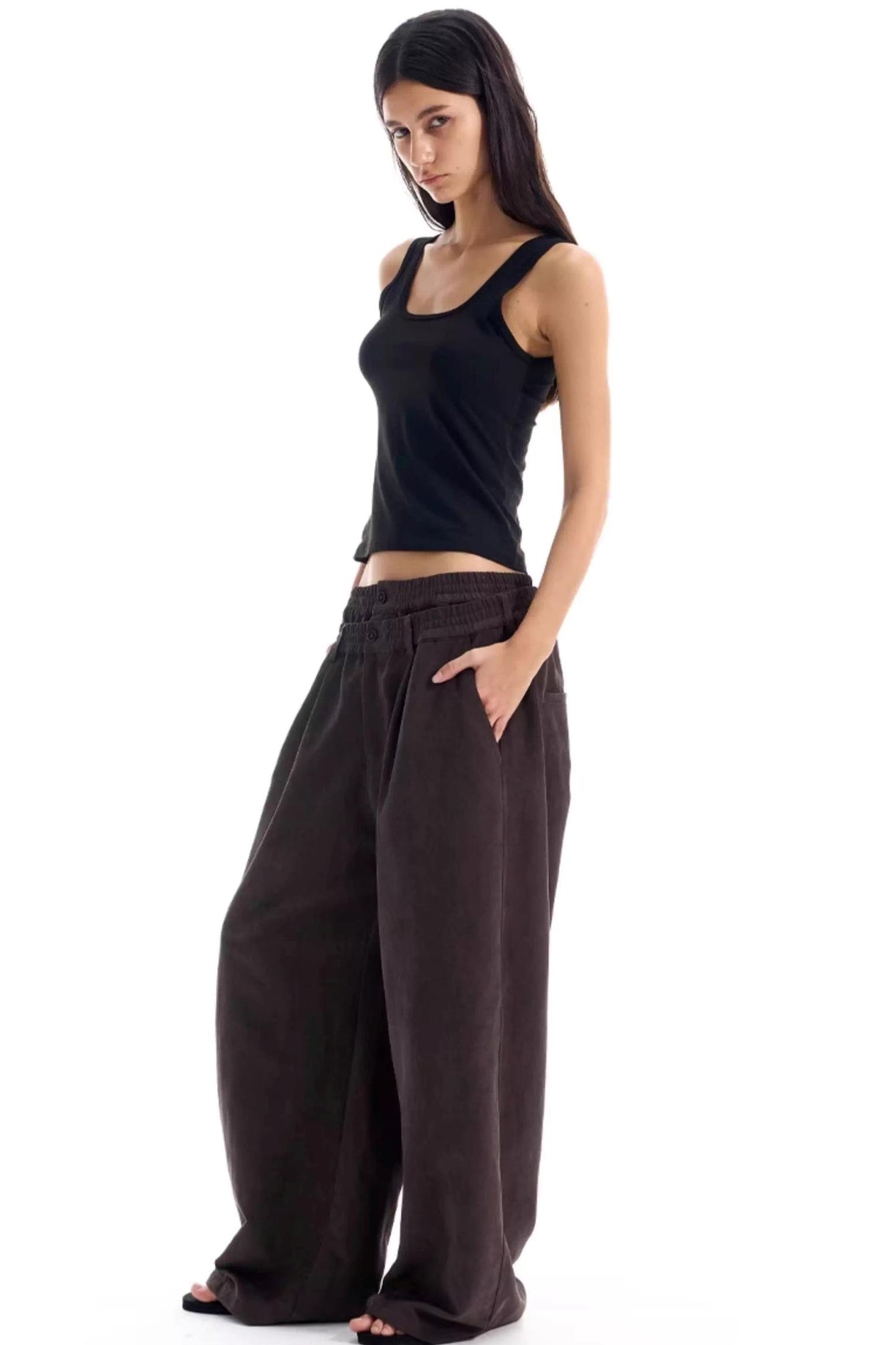 Double-Waist Pleated Pants
