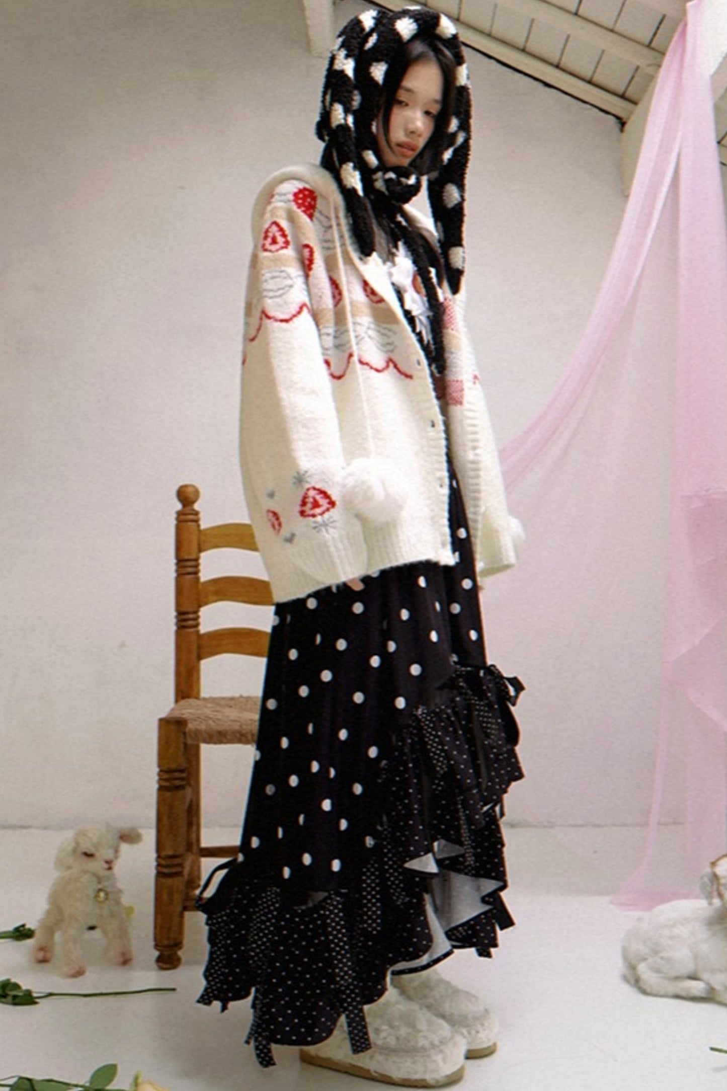 Happy Polka Dot Rabbit Ears Bow Hat