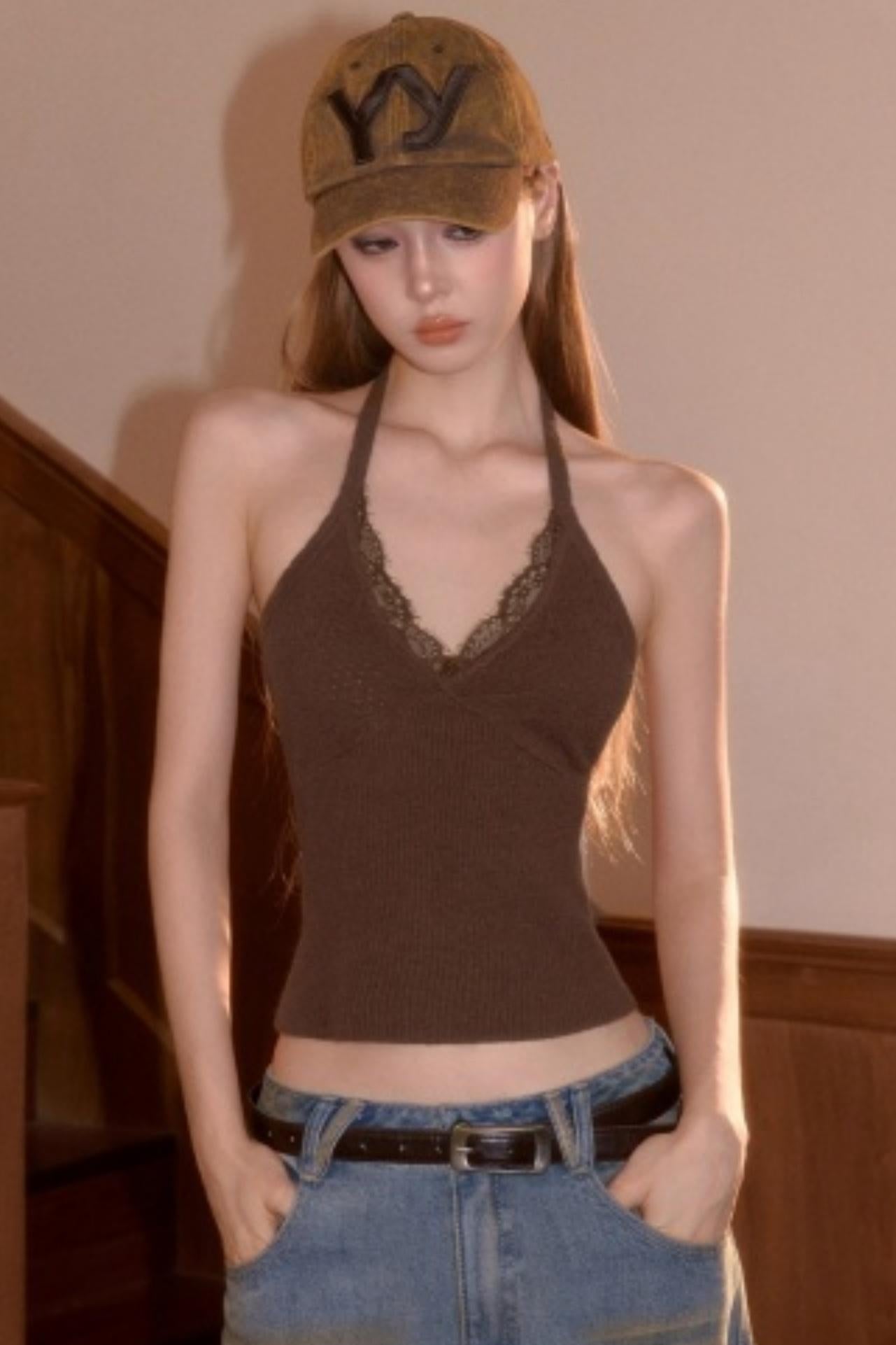 Vintage Fur Collar Knit Cardigan Set