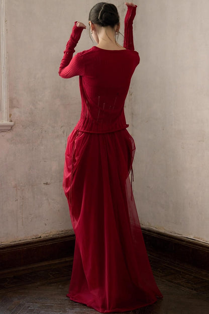 Autumn Romantic Mesh Skirt