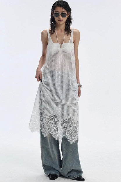 Lace Hem Layered Dress