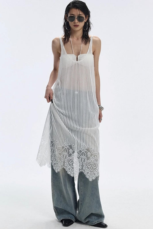 Lace Hem Layered Dress