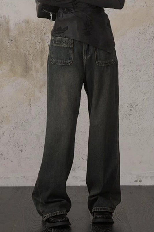 Thin Fit Wide-Leg Denim Pants