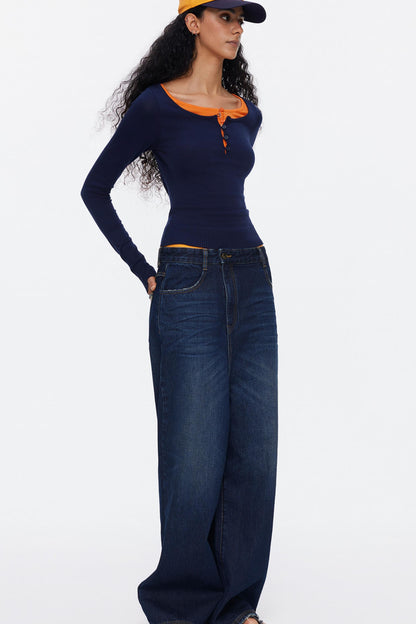 Lyocell Tencel Color-Blocked Sweater