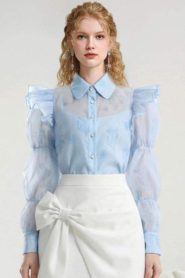 Cloud Fragrance Puff Sleeve Blouse Set-Up