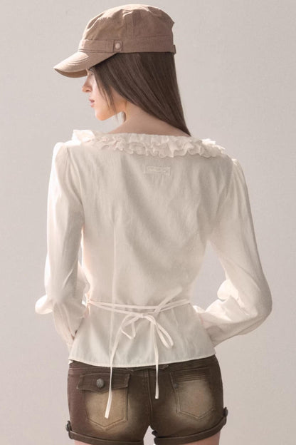 Puff Sleeve V-Neck Blouse