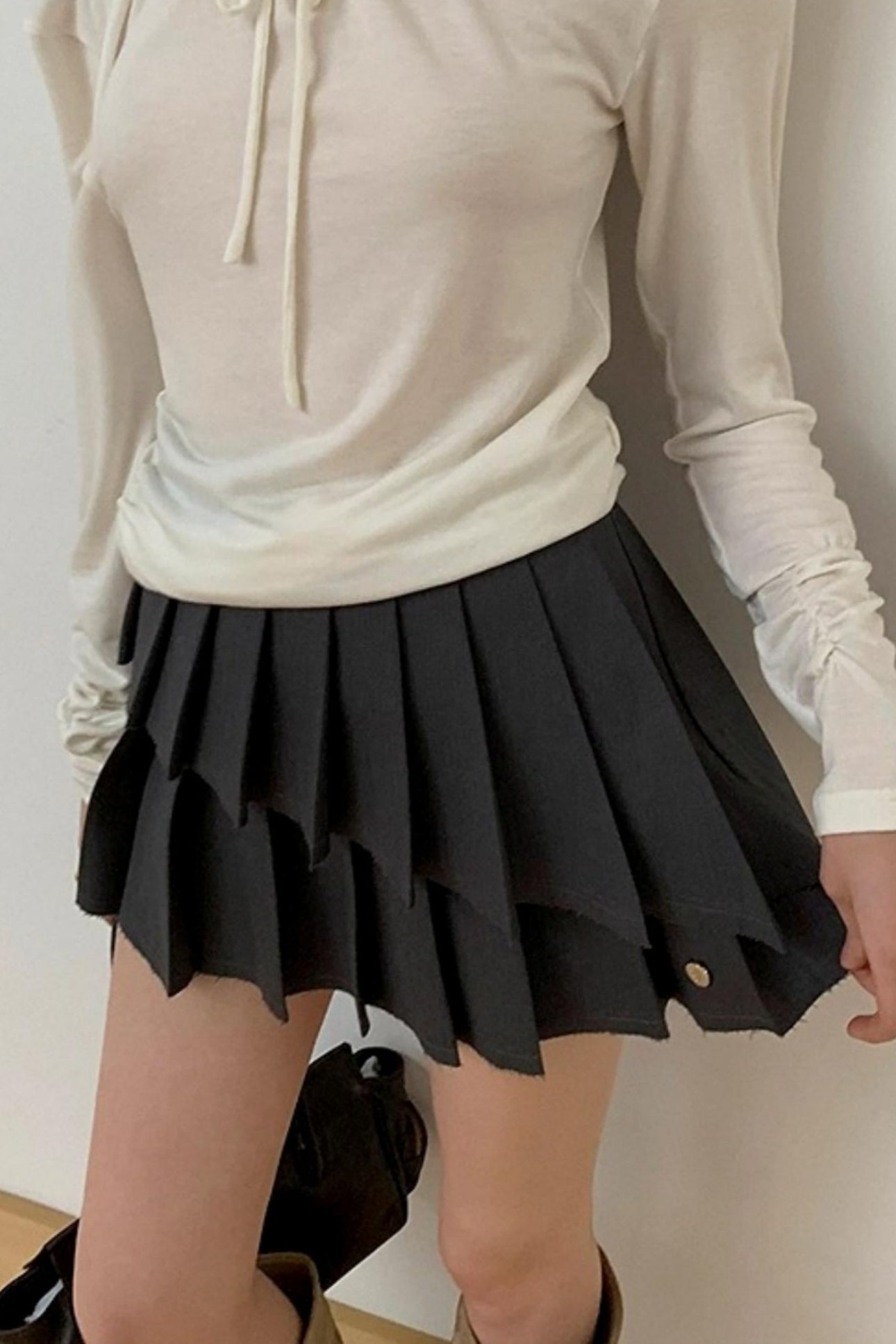 Irregular Hem A-Line Pleated Skirt