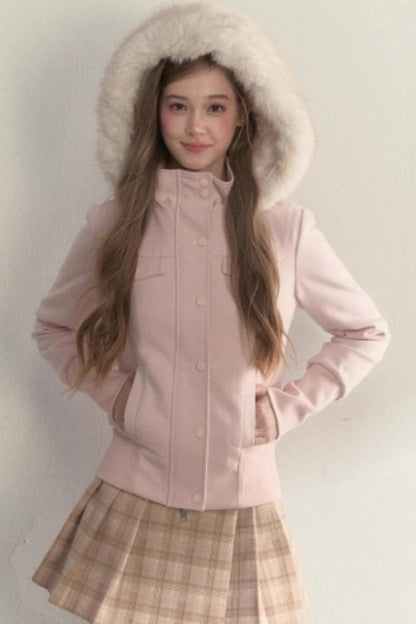 Vintage Fur Collar Fleece Jacket