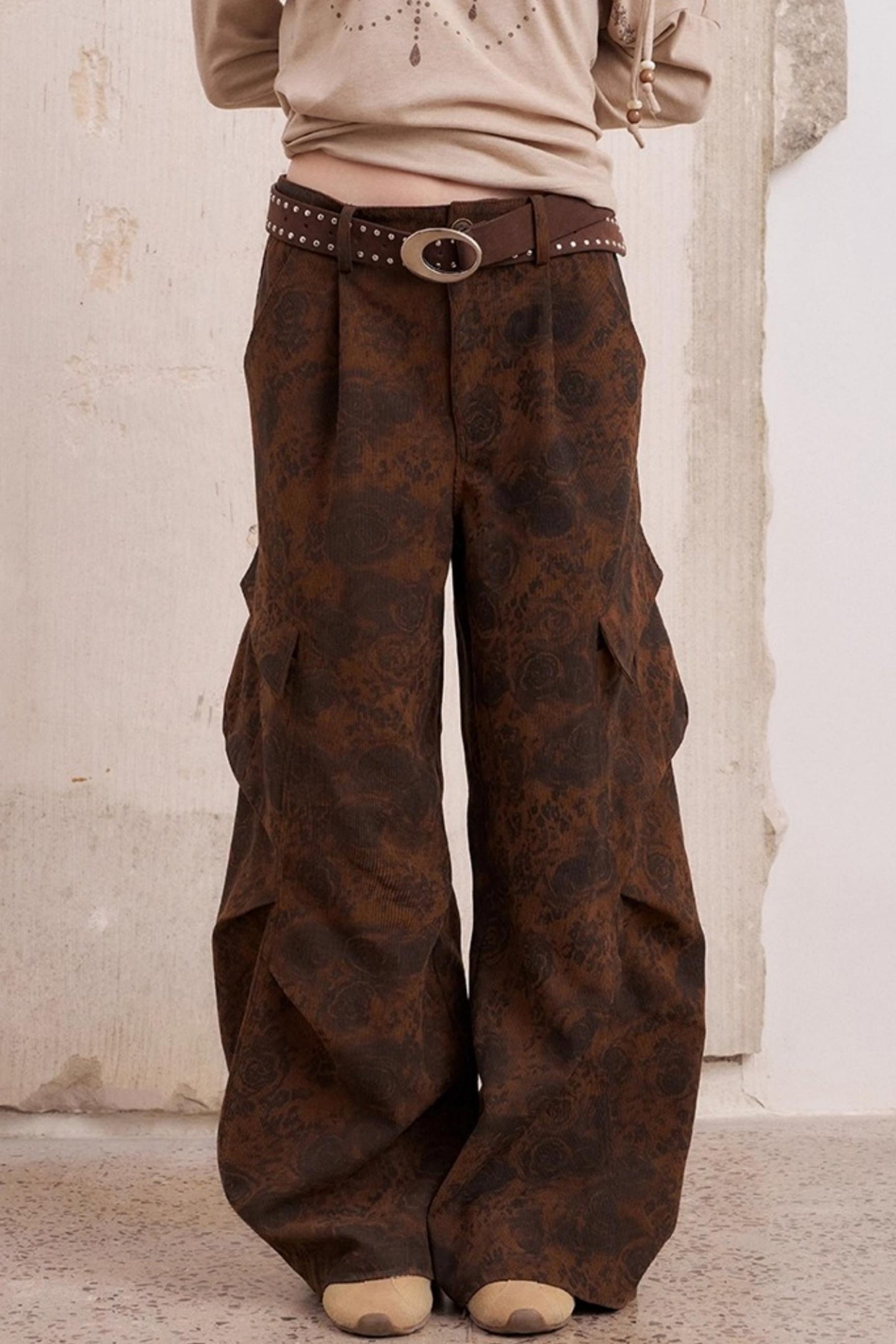 Vintage Print Cargo Pants