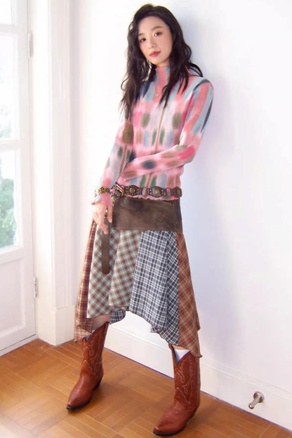 Leather Patchwork Skirt