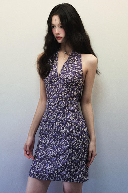 Floral Crushed V-Neck Summer Dress