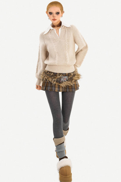 Cable Knit V-Neck Sweater