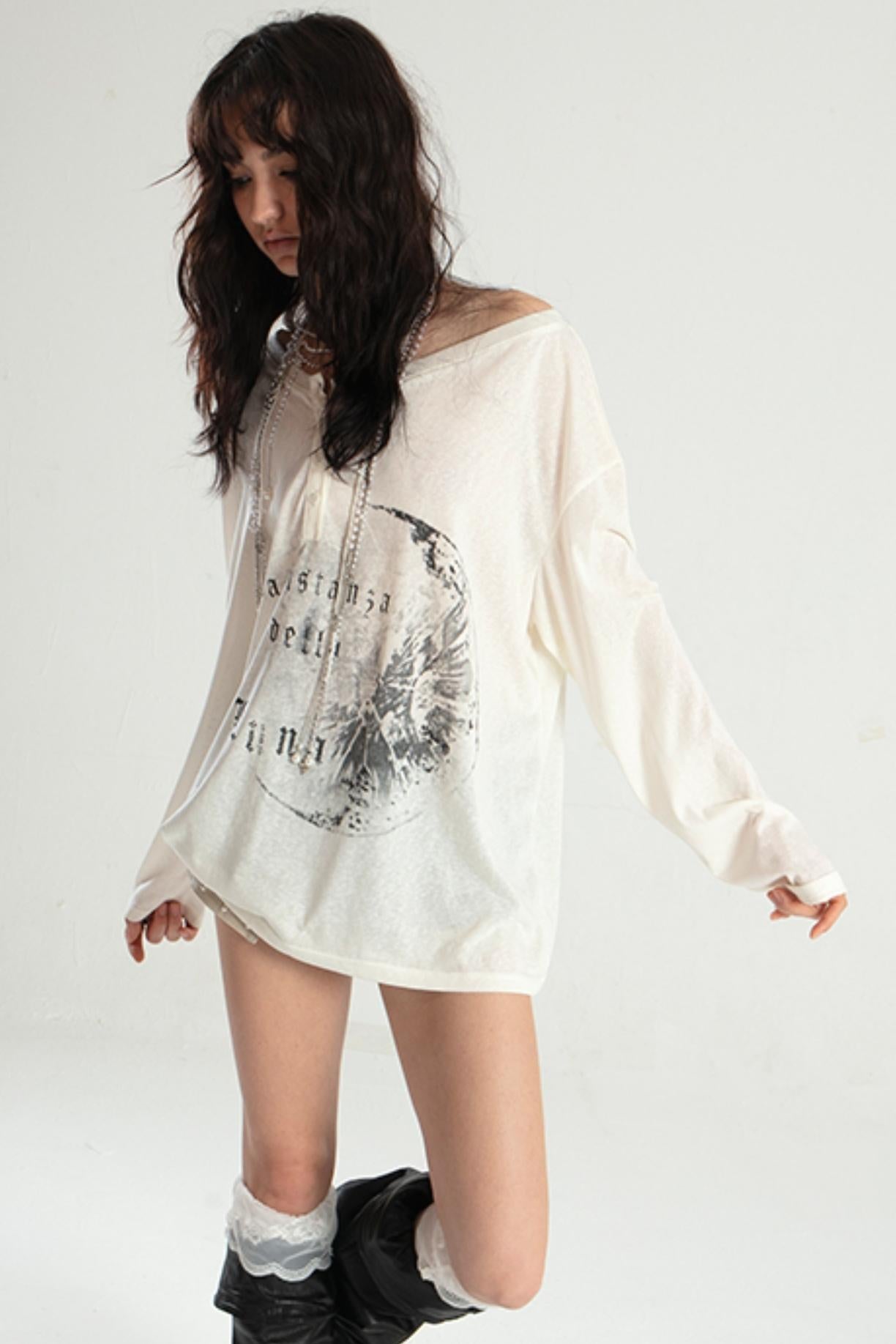 Loose Fit Slouchy Long Sleeve T-Shirt