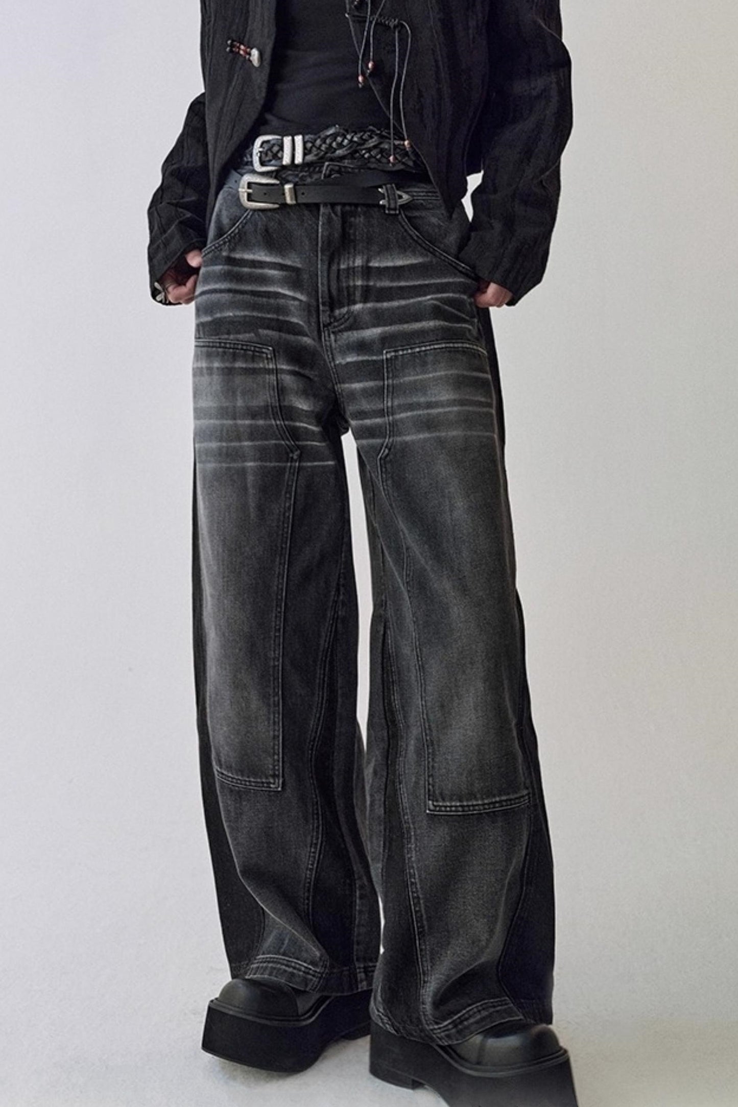 Gray Cat Whiskers Washed Jeans