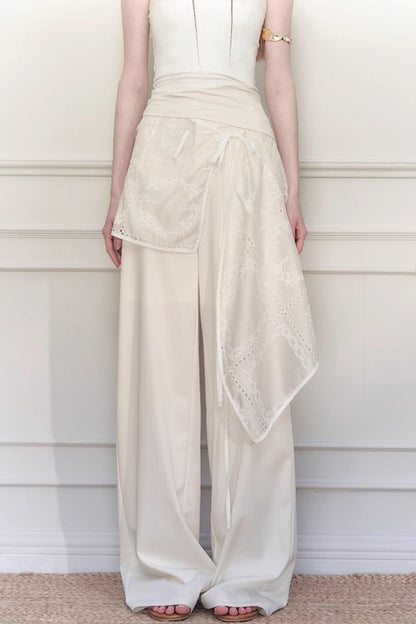 White Lace Wide-Leg Pants
