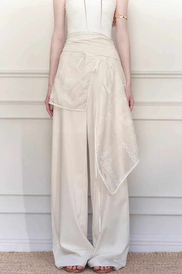 White Lace Wide-Leg Pants