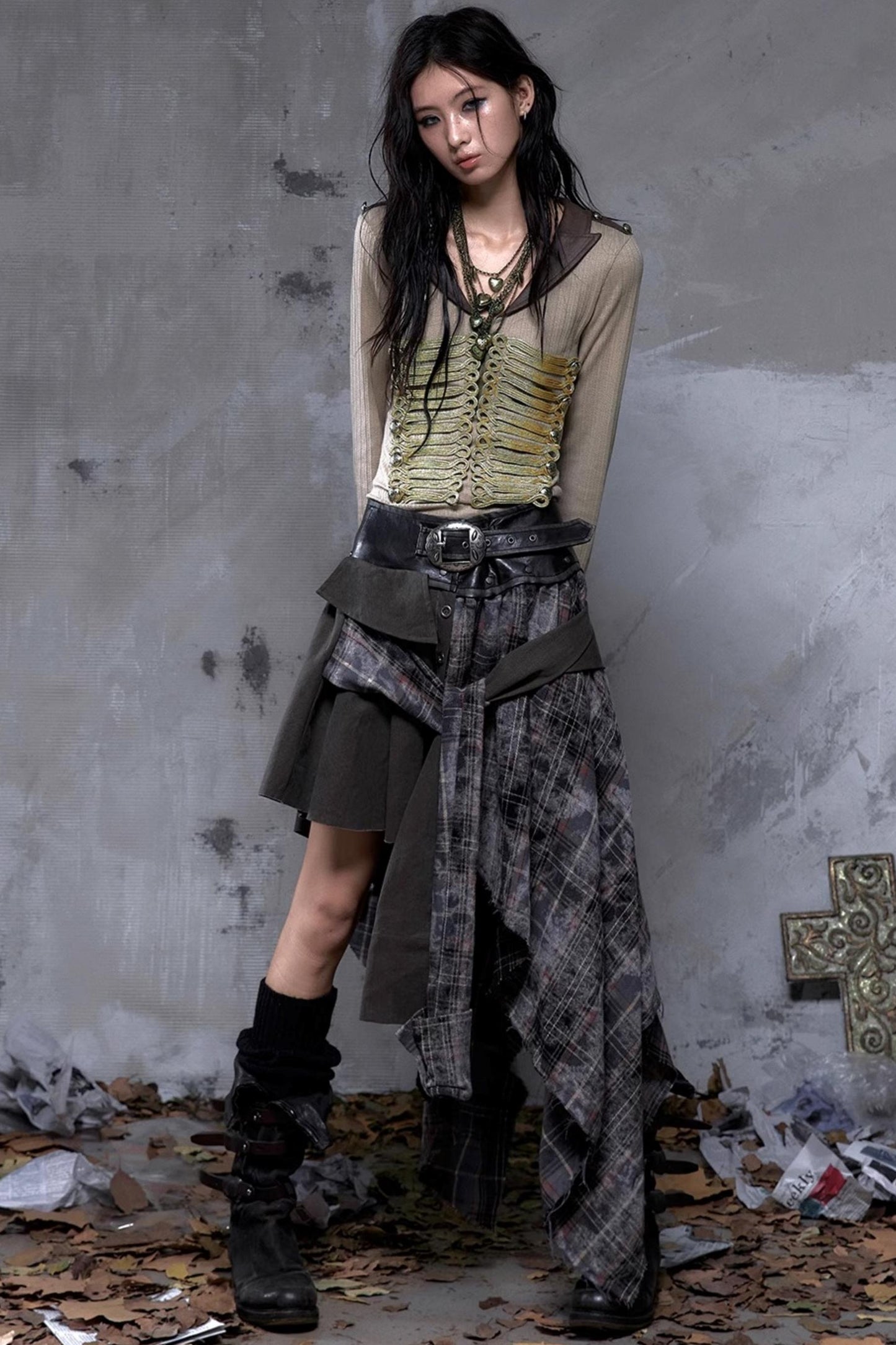 Vintage Punk Plaid Skirt