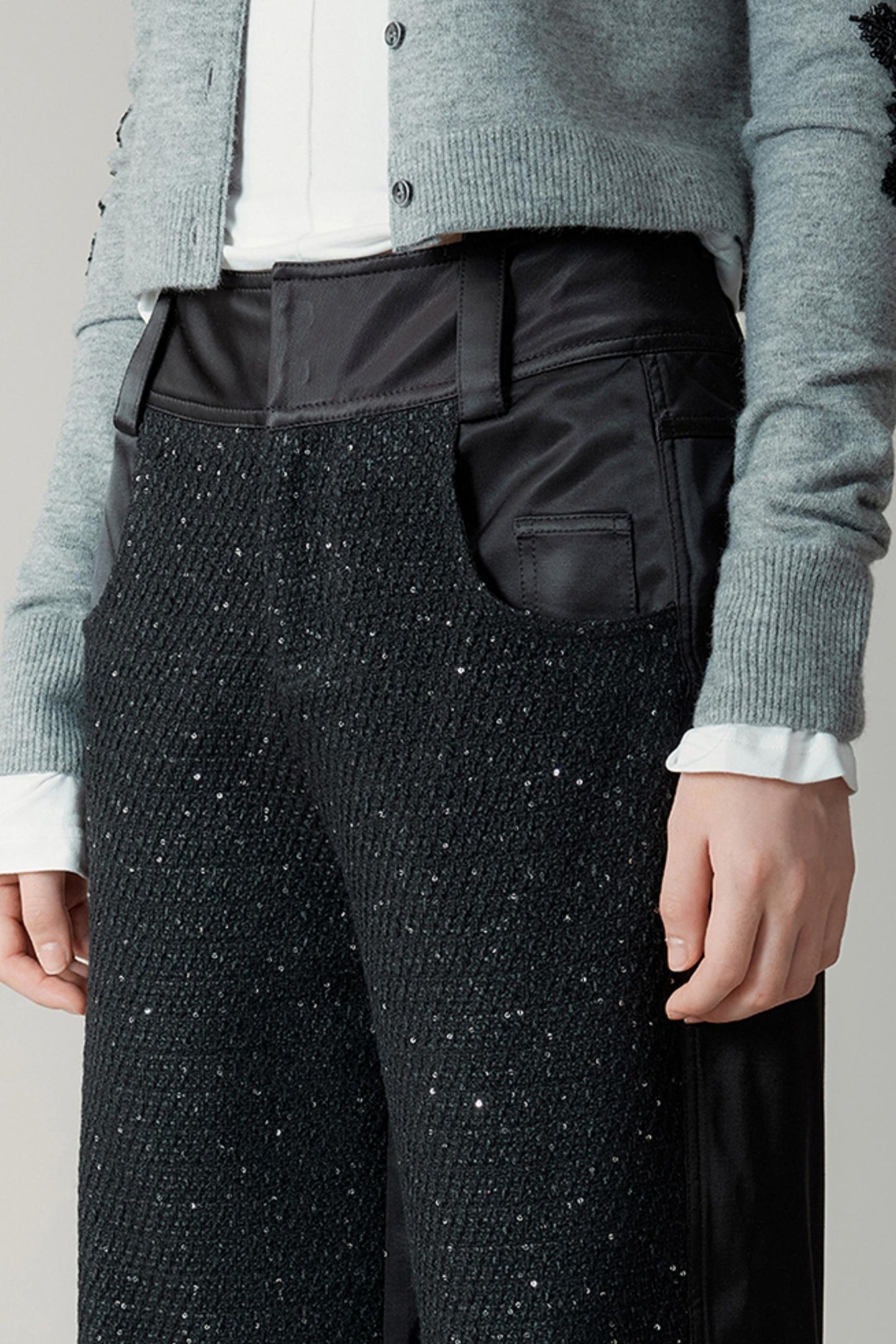 High-Waisted Sequin Casual Pants