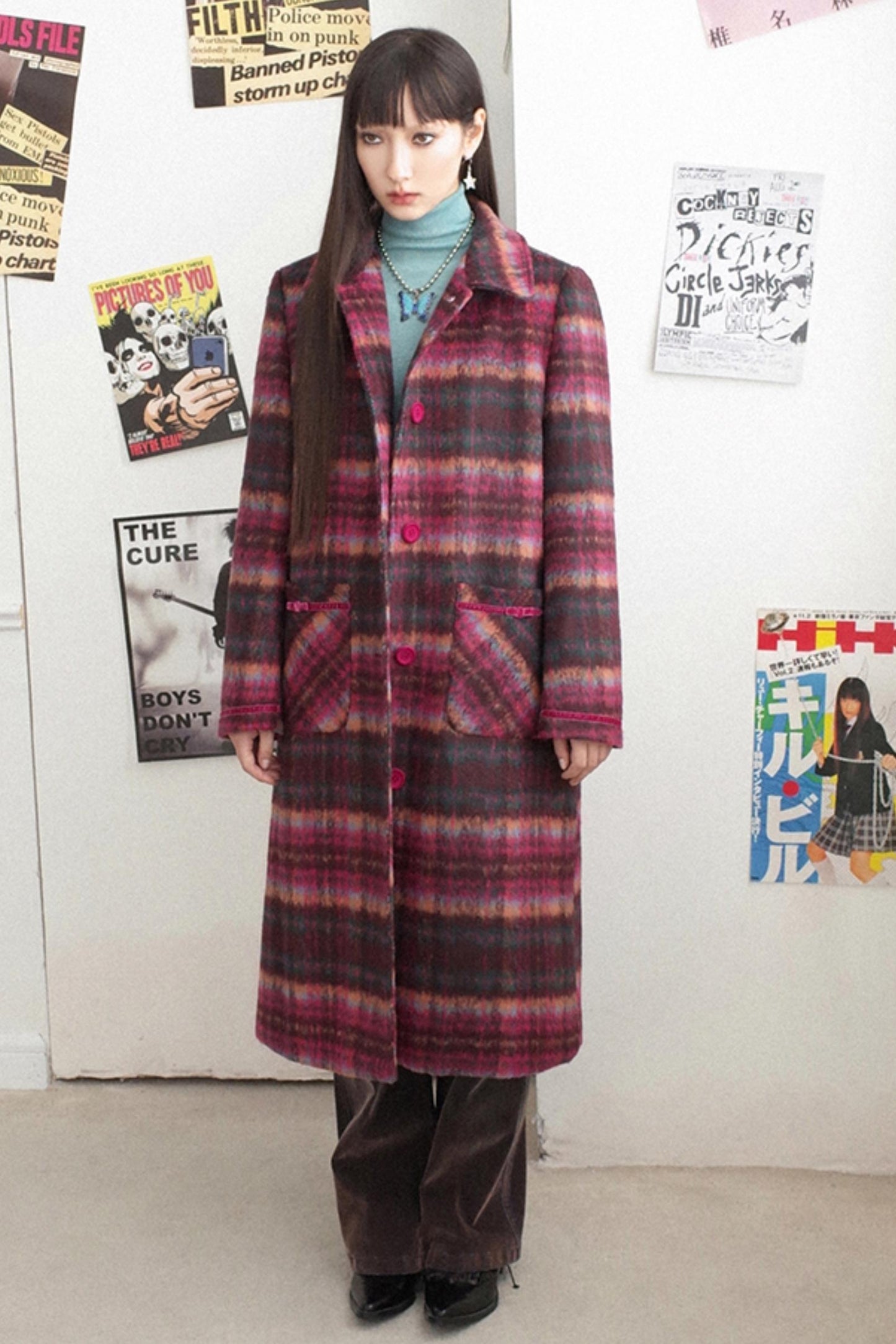 Retro Check Long Coat