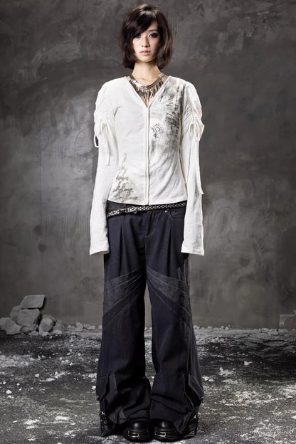 Retro-Denimhose mit weitem Bein