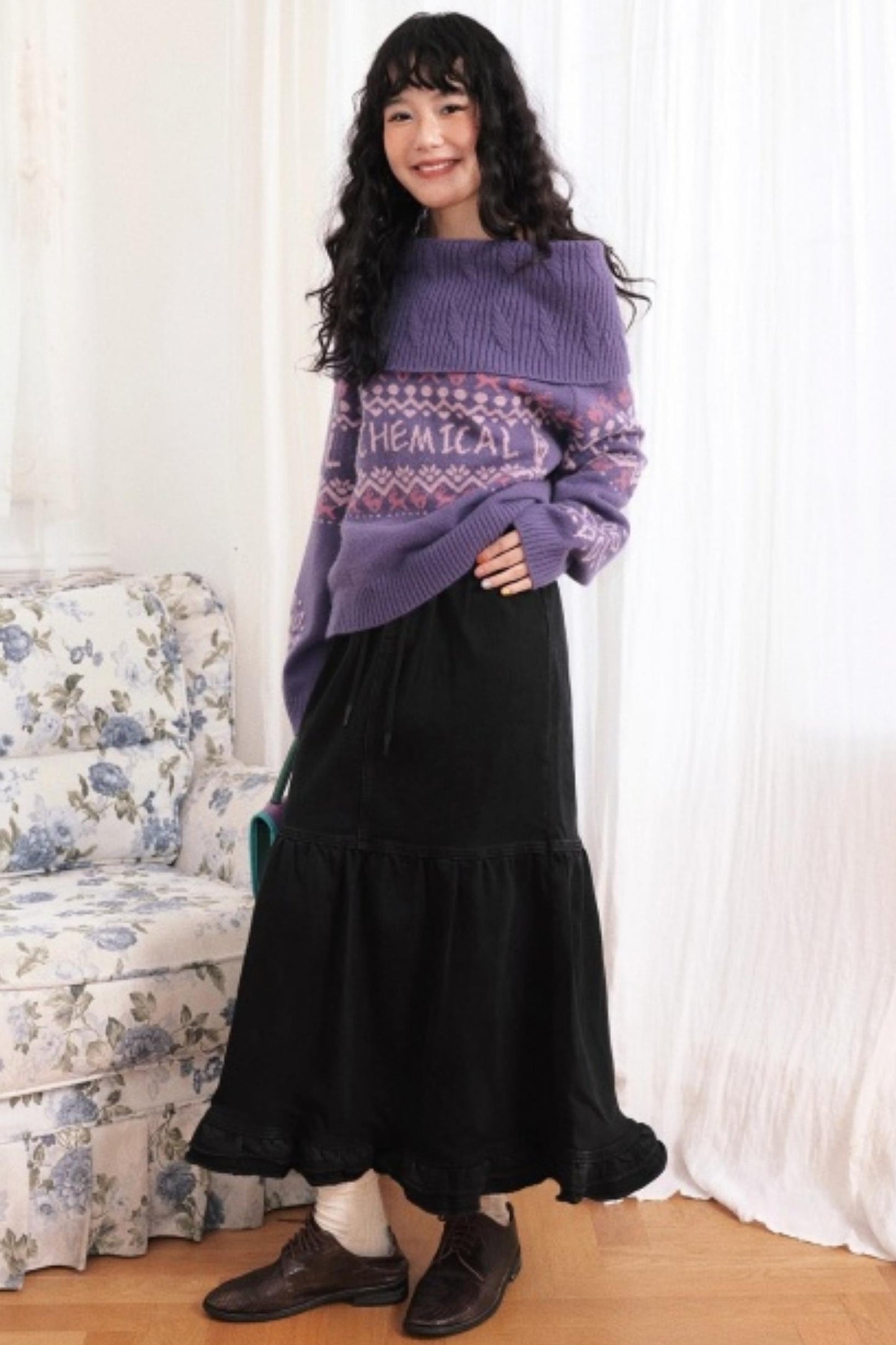 Dark Night Lace Denim Skirt