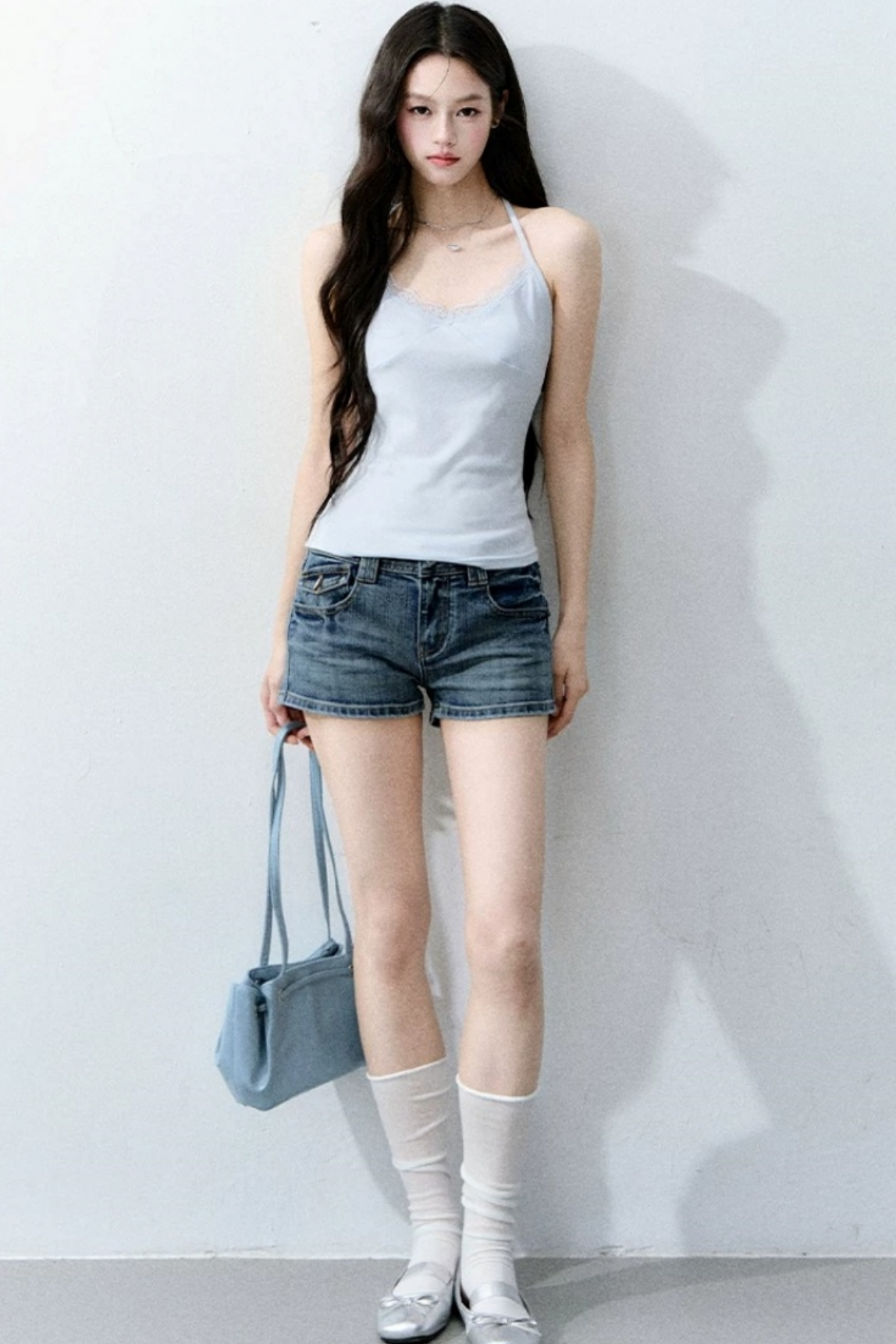 Retro Denim Straight-Leg Shorts