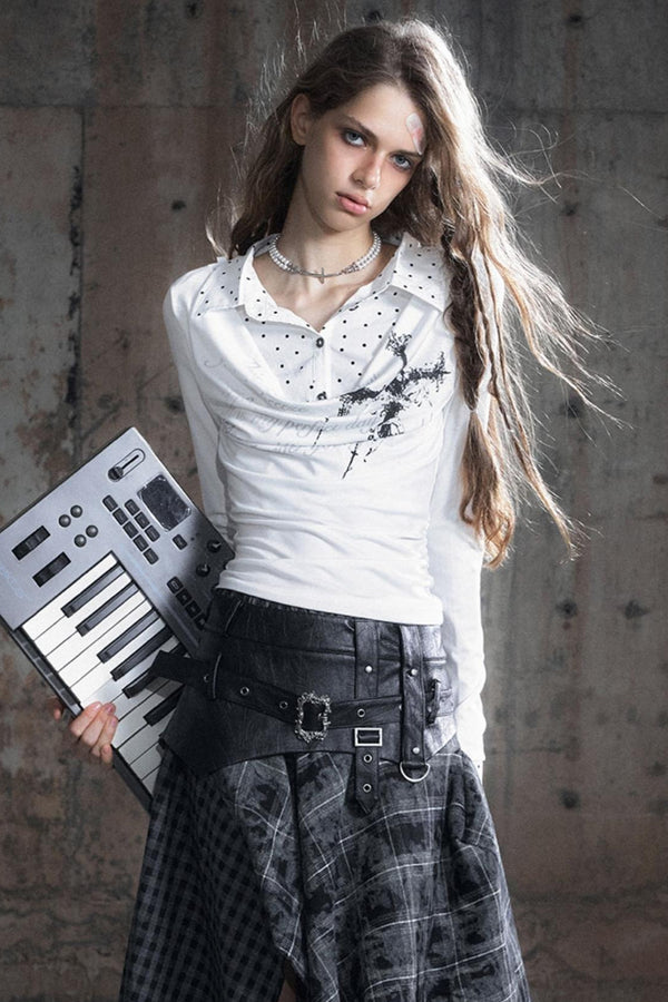 Swing Collar Long Sleeve Shirt