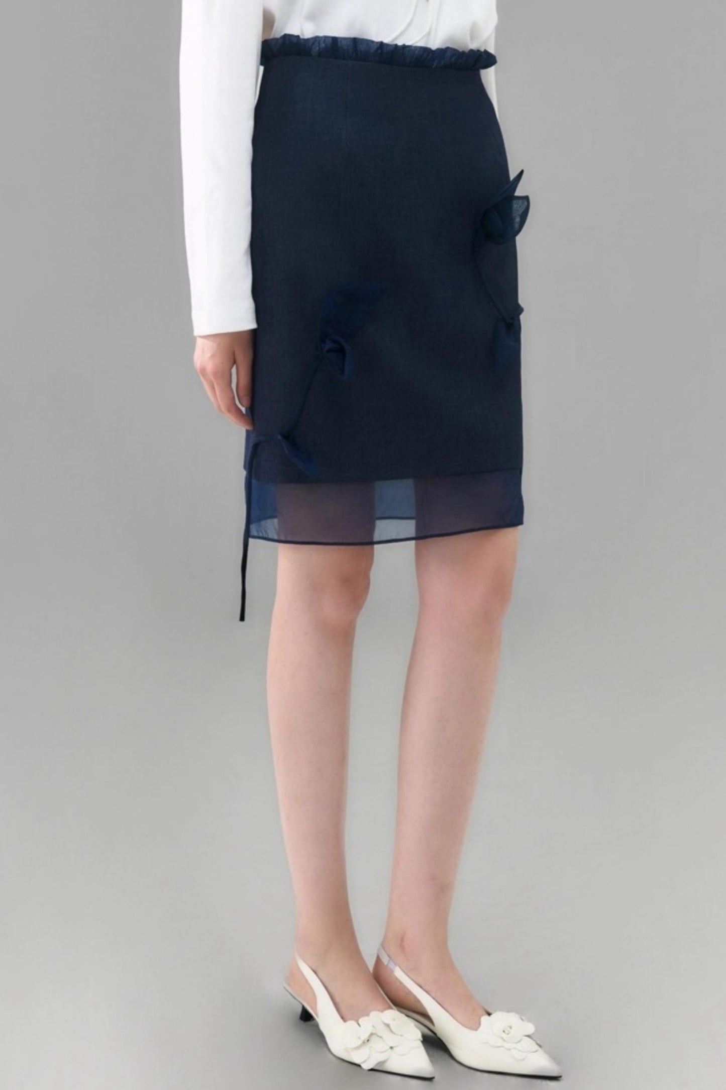 Denim Patchwork Organza Skirt