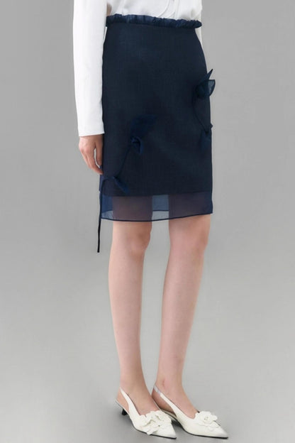 Denim Patchwork Organza Skirt