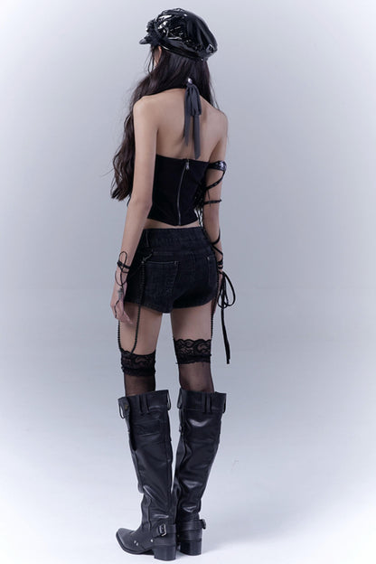 Lace-Infused Leather Tops