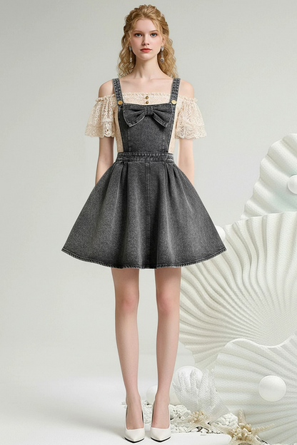 Denim Suspender Dress Set-Up