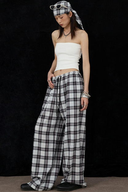Plaid Wide-Leg Pants