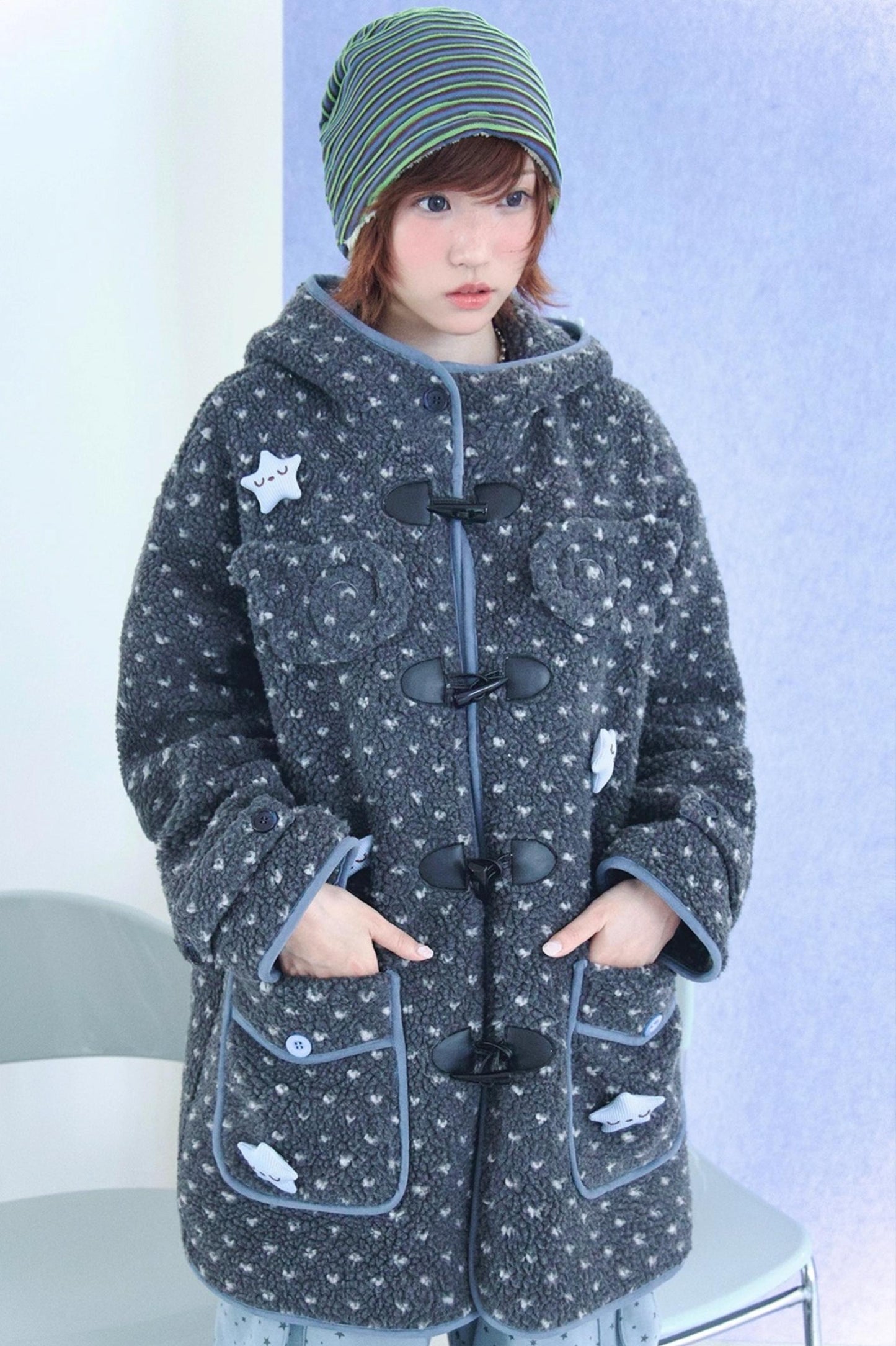 Polka Dot Grey Hooded Jacket