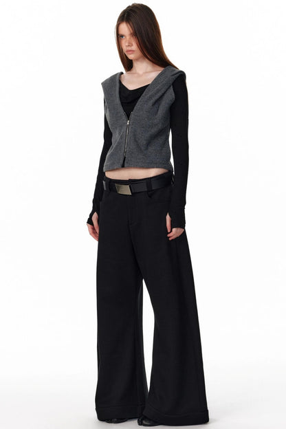 Vintage Hooded Knit Cardigan Top