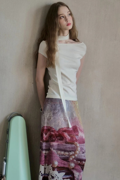Pearls Scattered Pleated Skirt Set