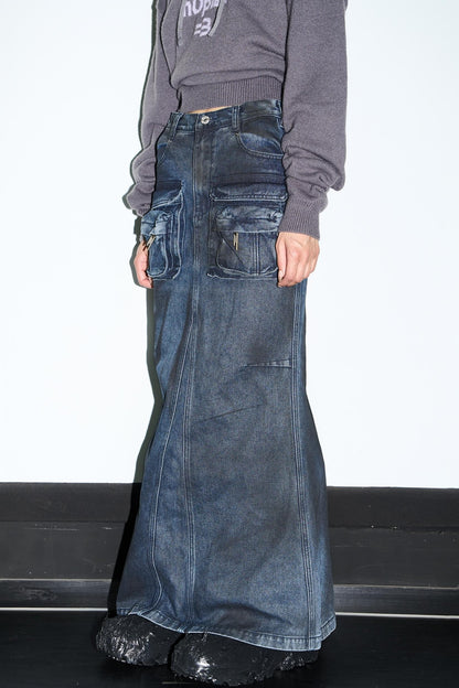 Aged Slim Fishtail Skirt