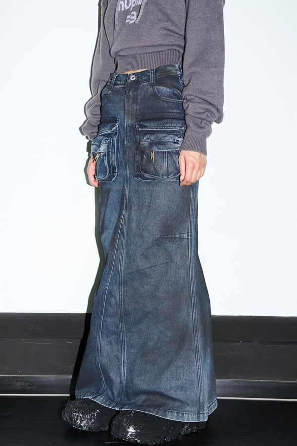 Aged Slim Fishtail Skirt