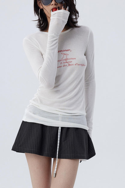 Schmales, bedrucktes Baselayer-Top mit Schleife