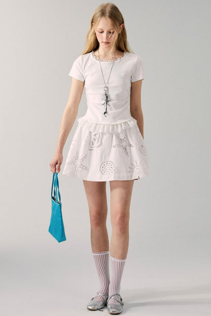 Starfish White Mini Skirt