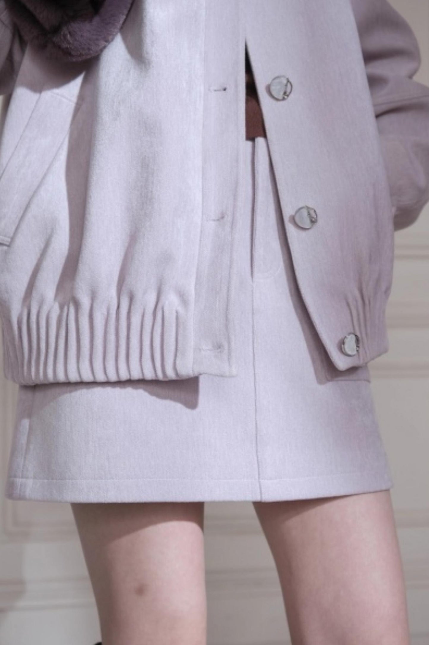 Velvet Purple Stand-Up Collar Jacket Set-Up