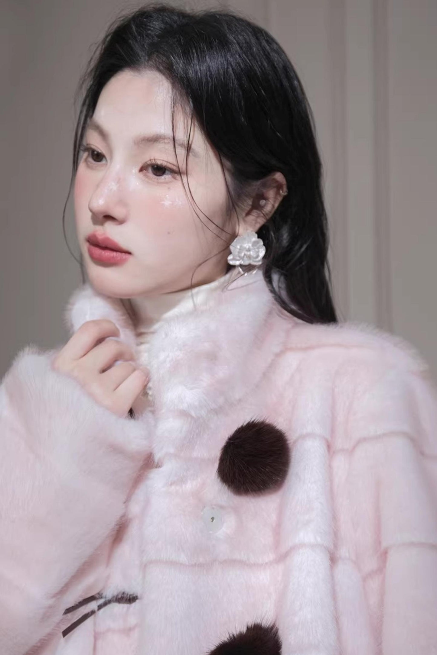 Peach Mousse Fox Fur Jacket