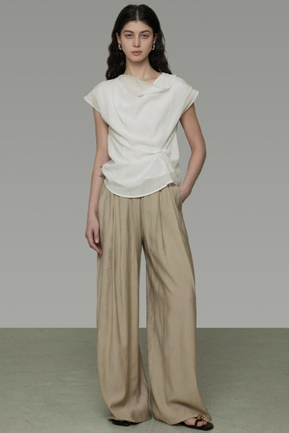 Irregular Neck White Blouse