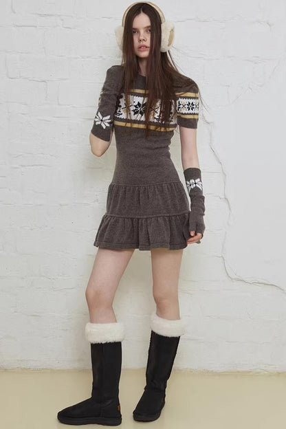 Fair Isle Rabbit A-Line Dress