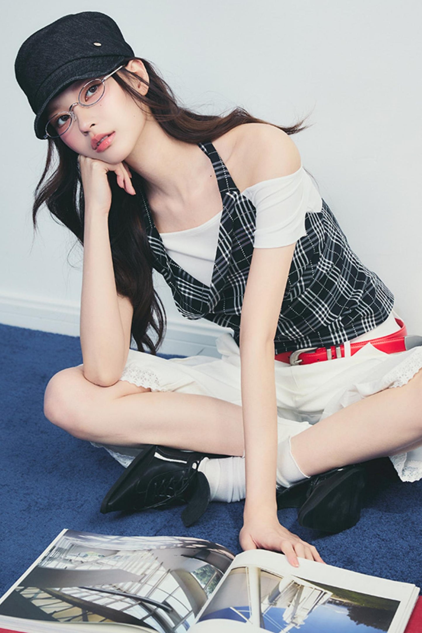 Rainy Plaid One Shoulder Cami