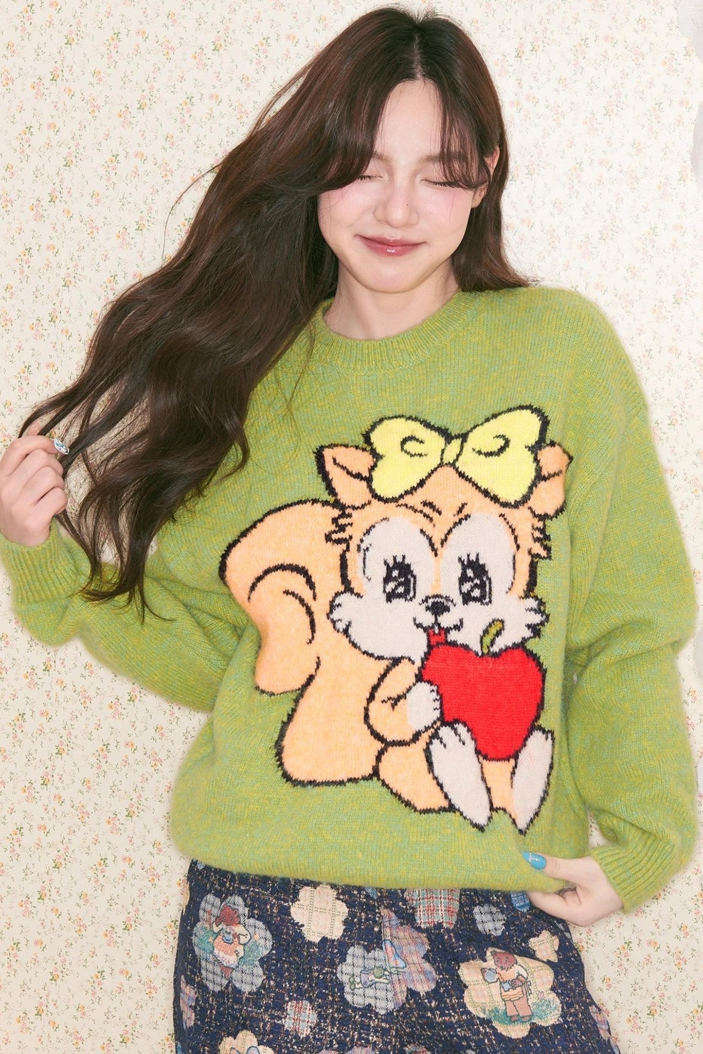 Peach Heart Animal Sweater
