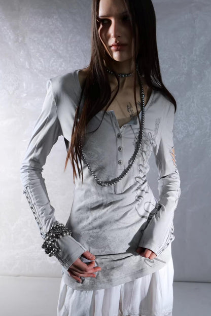 Ripped Punk Printed Sweater